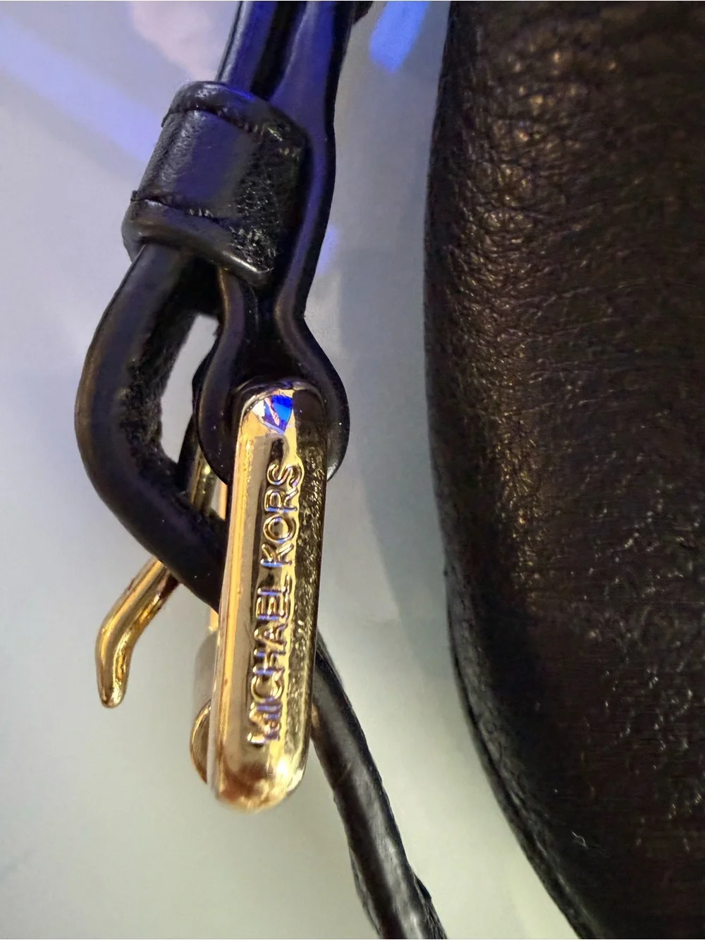 Michael Kors Black Pebbled Leather Hobo Shoulder Bag with Gold Hardware
